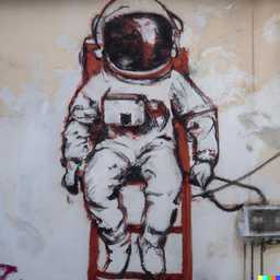 an astronaut, wall mural by Ernest Zacharevic generated by DALL·E 2